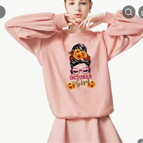 Handmade Sweaters - Handmade‎ Pink October Graphic Sweatshirt